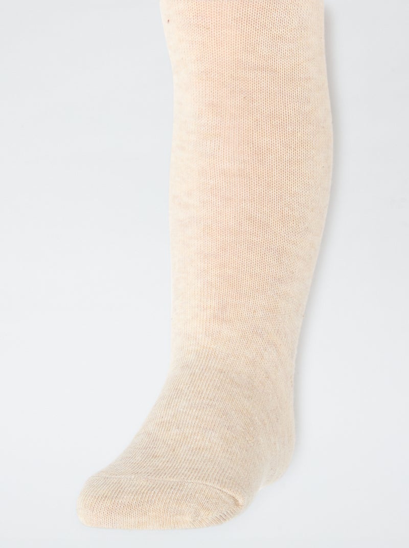 Lote de 2 collants em jersey liso Bege - Kiabi