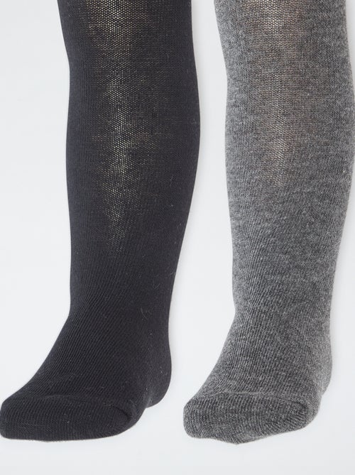 Lote de 2 collants em jersey liso - Kiabi