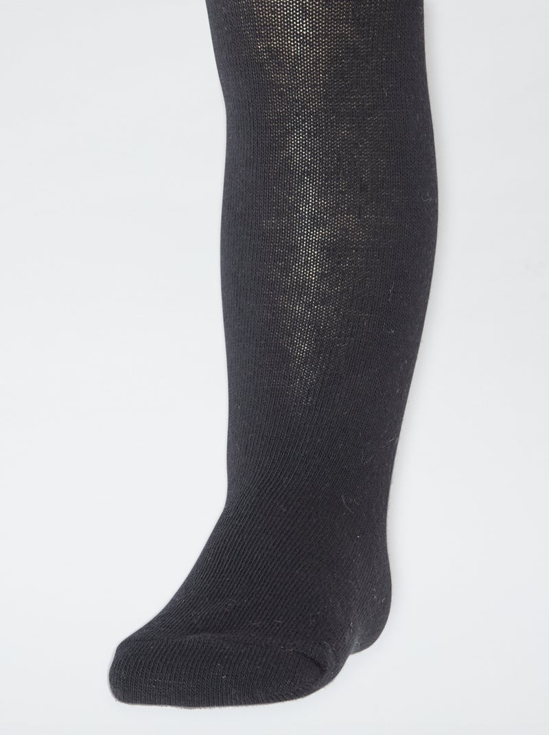 Lote de 2 collants em jersey liso Preto - Kiabi