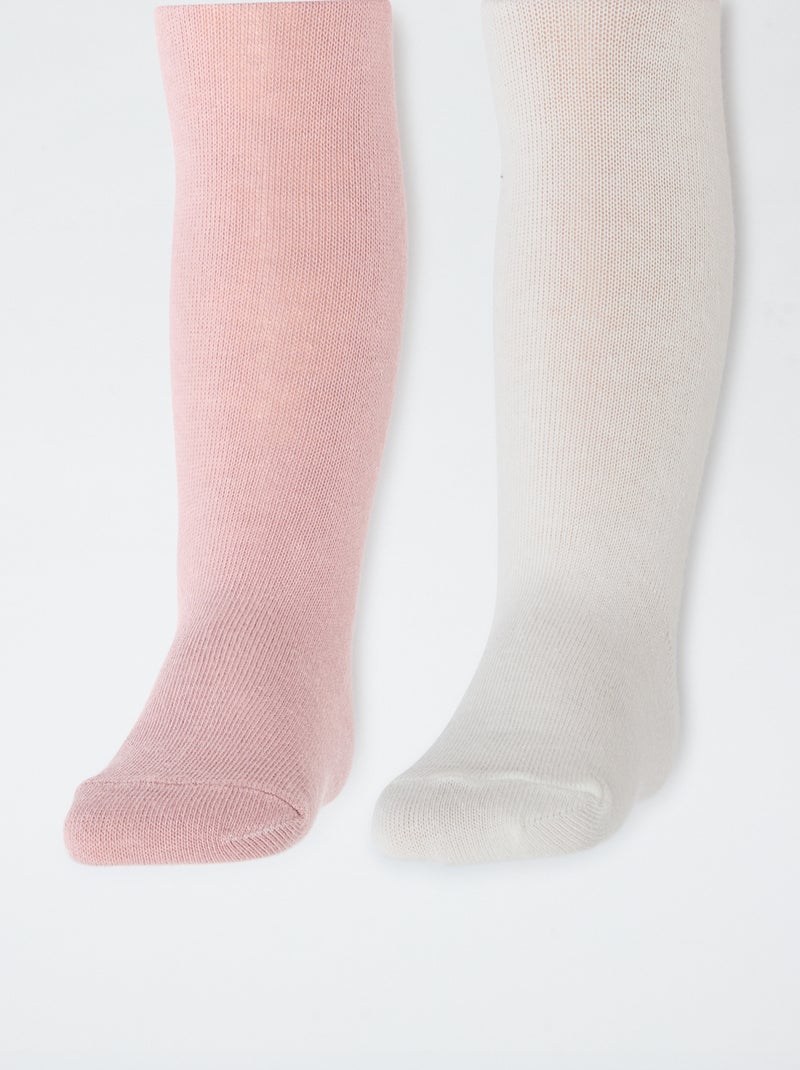 Lote de 2 collants em jersey liso Rosa - Kiabi