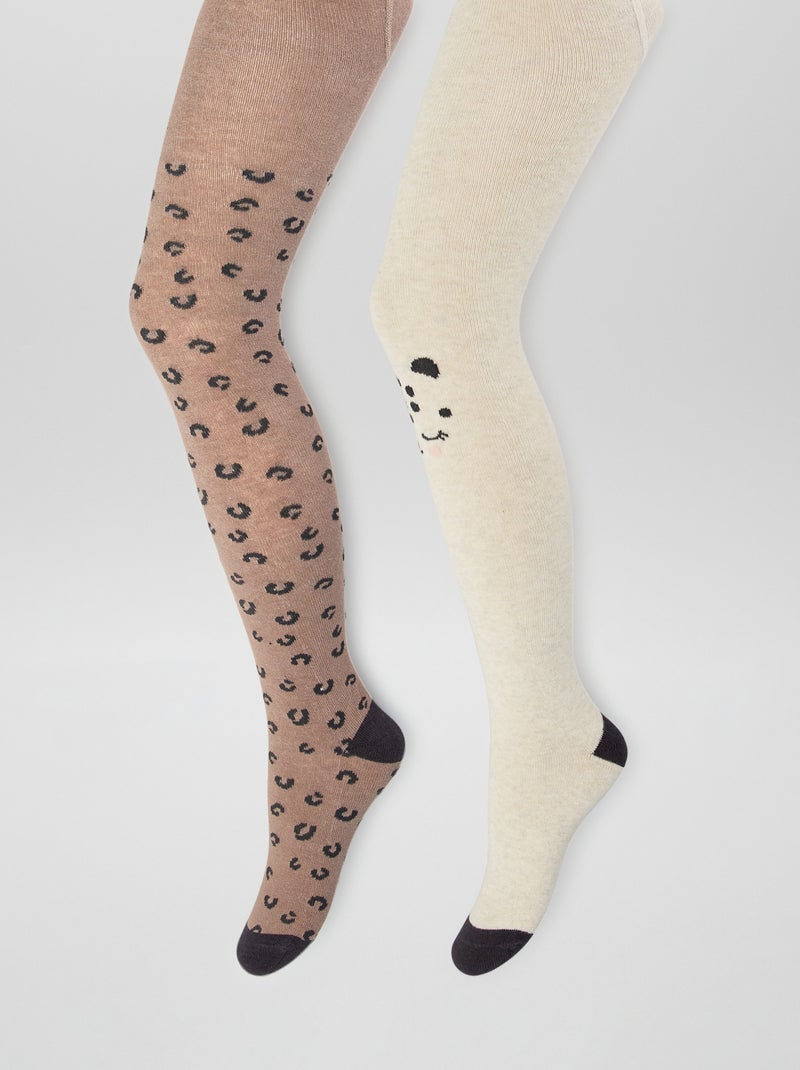 Lote de 2 collants em malha de fantasia BEGE - Kiabi