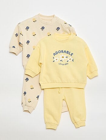 Lote de 2 conjuntos camisola + calças em algodão