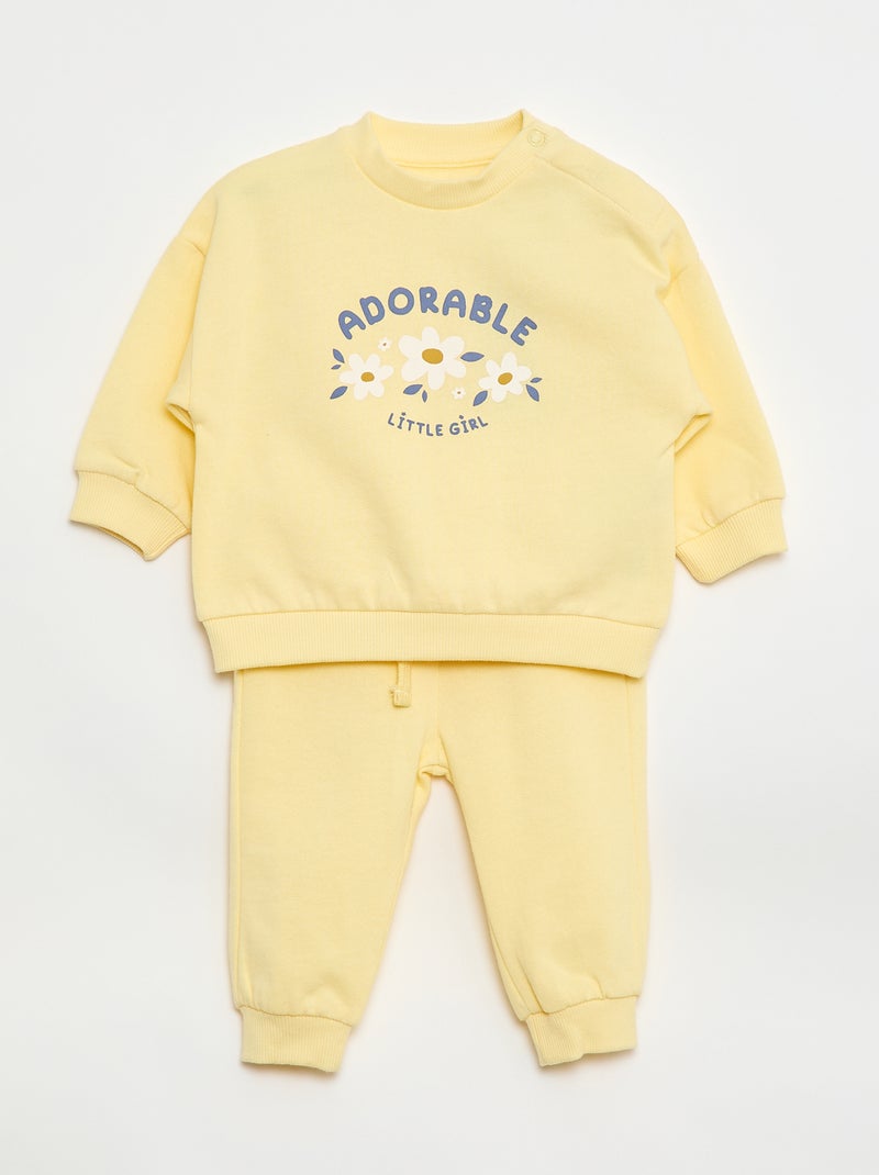 Lote de 2 conjuntos camisola + calças em algodão Amarelo - Kiabi