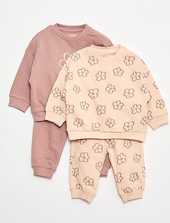Lote de 2 conjuntos camisola + calças em algodão