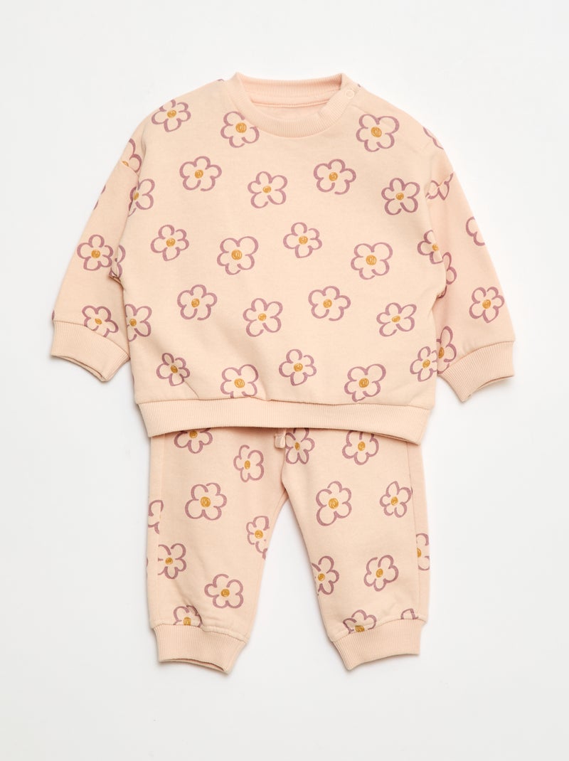 Lote de 2 conjuntos camisola + calças em algodão Rosa - Kiabi