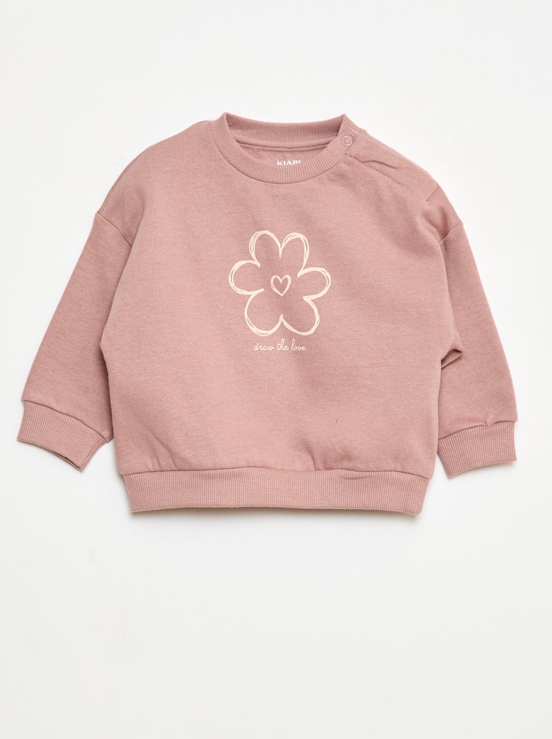 Lote de 2 conjuntos camisola + calças em algodão Rosa - Kiabi