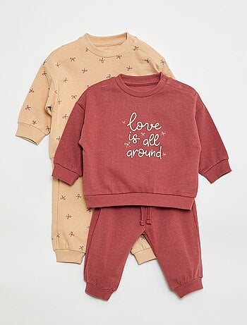 Lote de 2 conjuntos camisola + calças em algodão