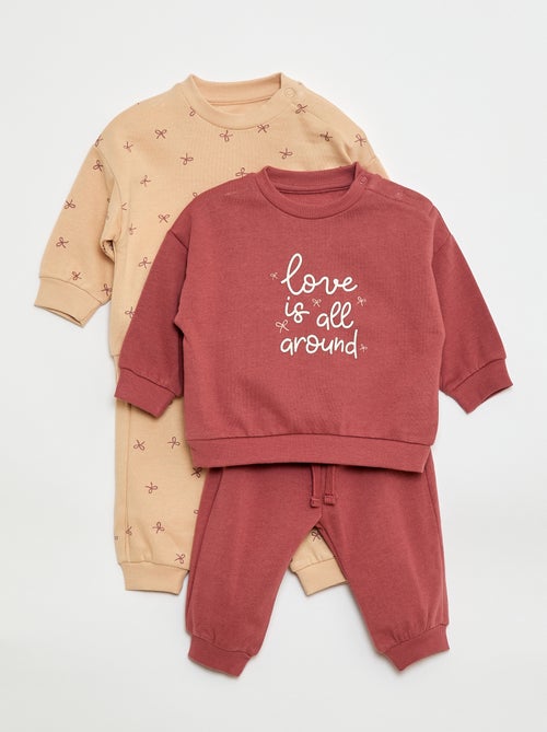 Lote de 2 conjuntos camisola + calças em algodão - Kiabi