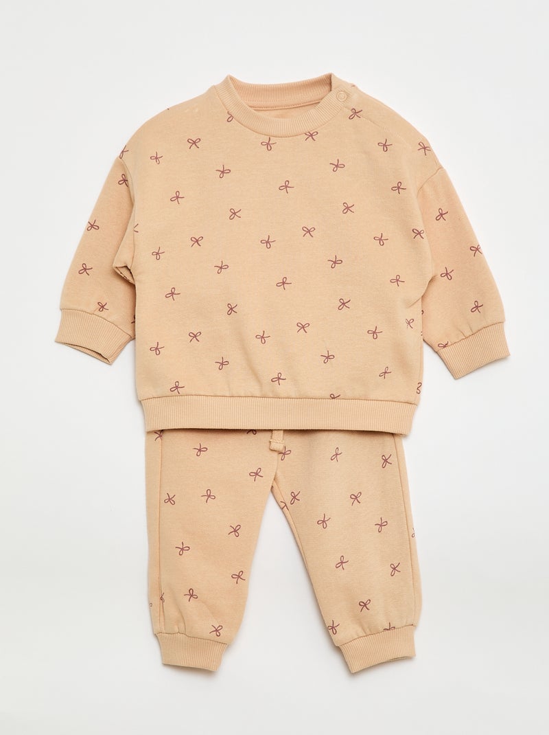 Lote de 2 conjuntos camisola + calças em algodão Rosa - Kiabi