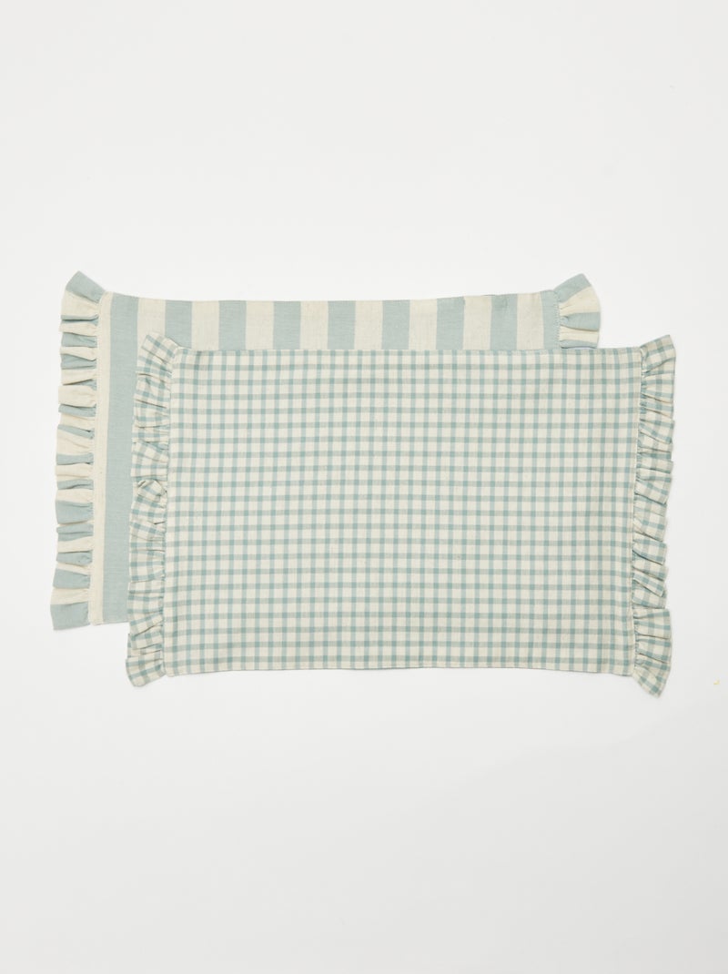 Lote de 2 conjuntos de mesa (32 x 45 cm) com folhos AZUL - Kiabi