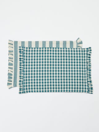 Lote de 2 conjuntos de mesa (32 x 45 cm) com folhos