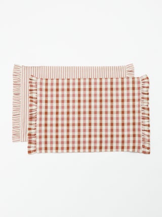 Lote de 2 conjuntos de mesa (32 x 45 cm) com folhos