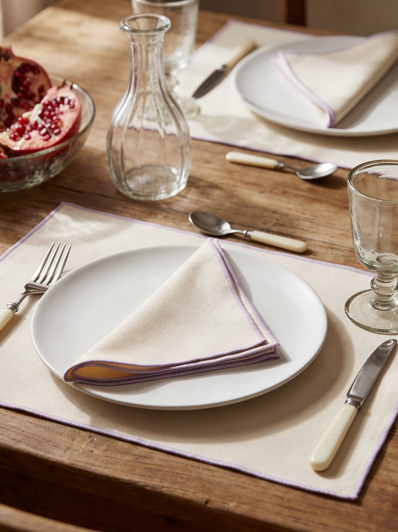 Lote de 2 conjuntos de mesa/guardanapos 2 em 1 lisos (32x40 cm) - Kiabi Home Bege - Kiabi