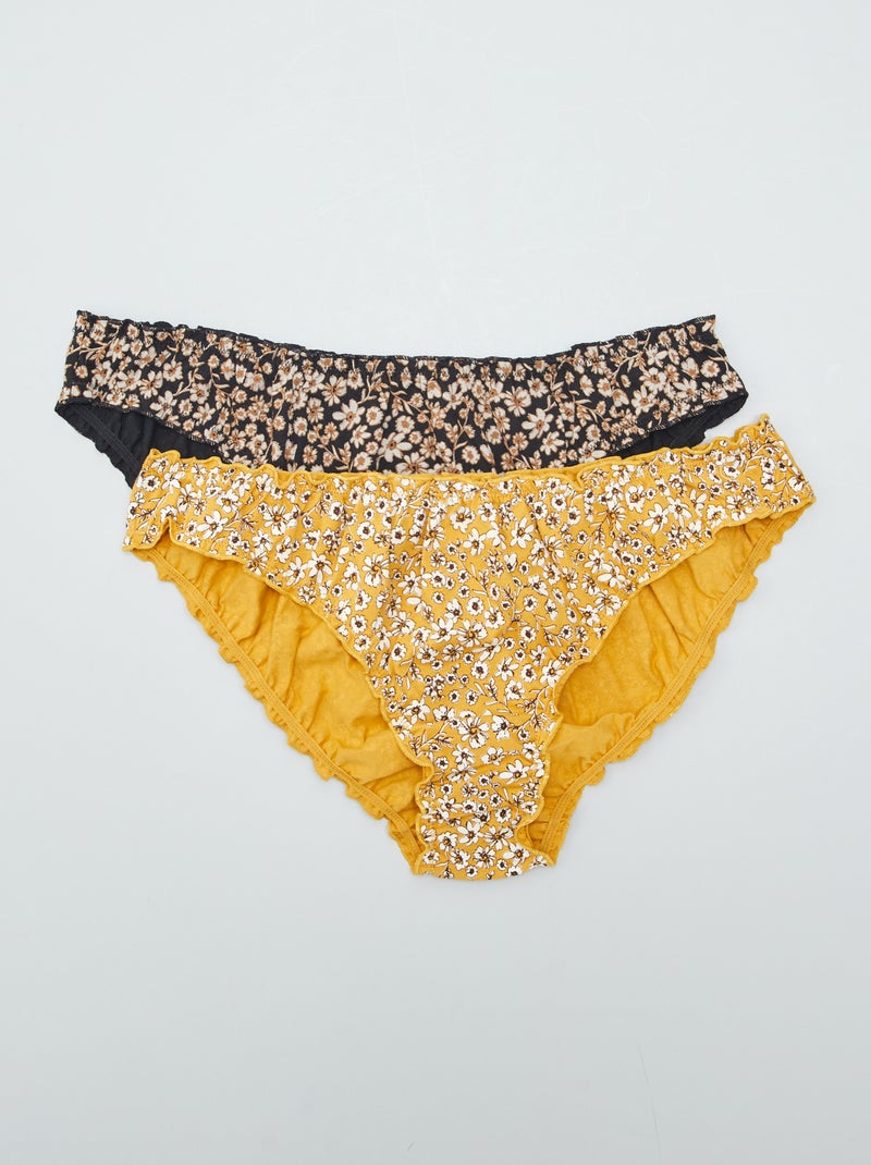 Lote de 2 cuecas bloomer estampadas AMARELO - Kiabi