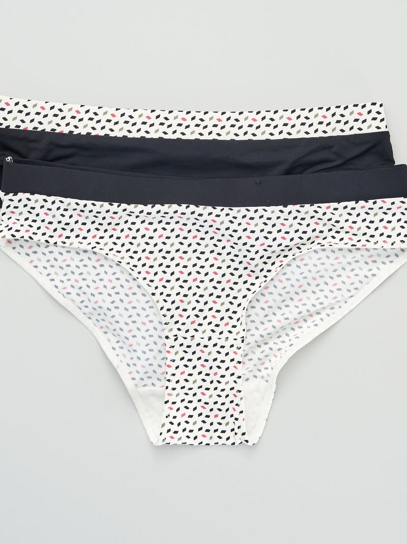 Lote de 2 cuecas com estampado 'Envie de lingerie' Preto/ Branco - Kiabi