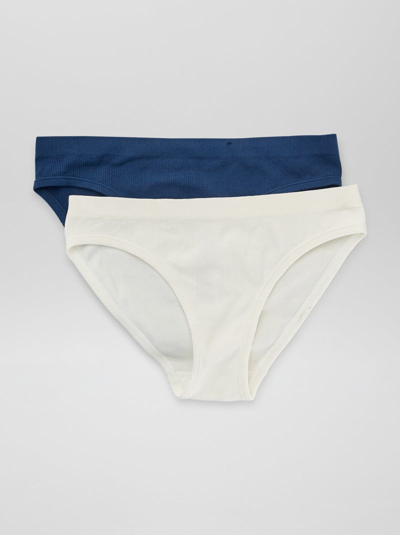 Lote de 2 cuecas em malha nervurada 'Envie de Lingerie' Marinho/ Branco - Kiabi