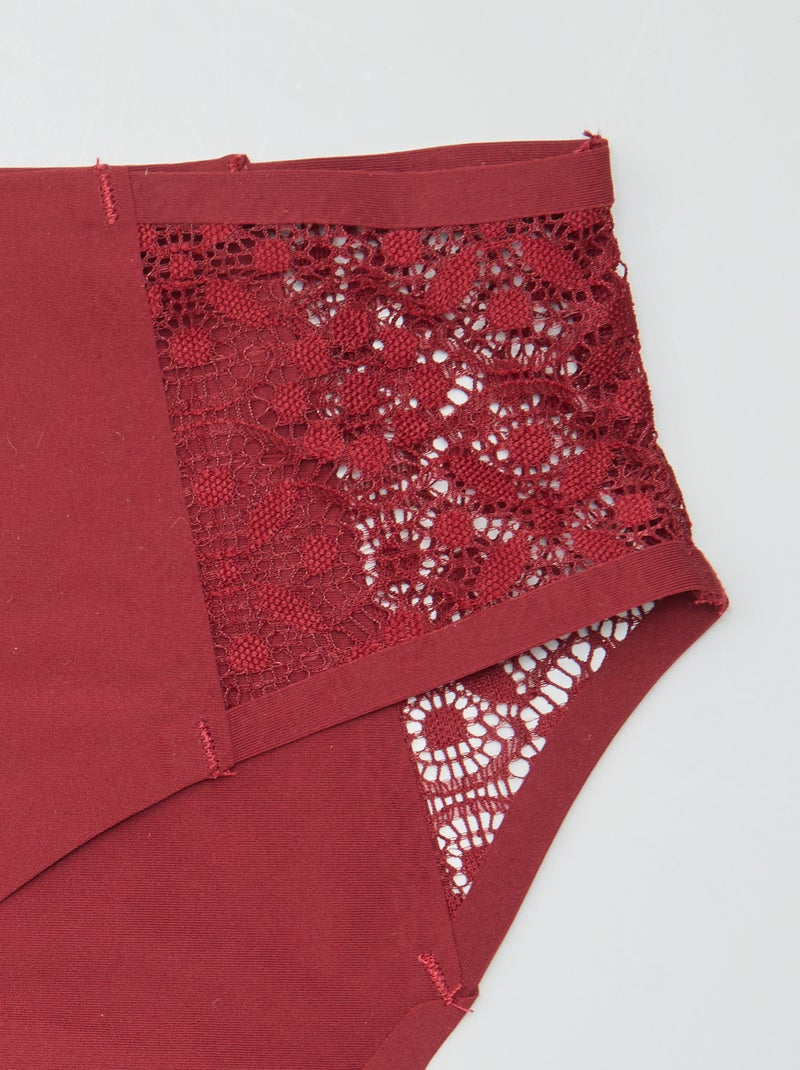 Lote de 2 cuecas menstruais fluxo ligeiro VERMELHO - Kiabi