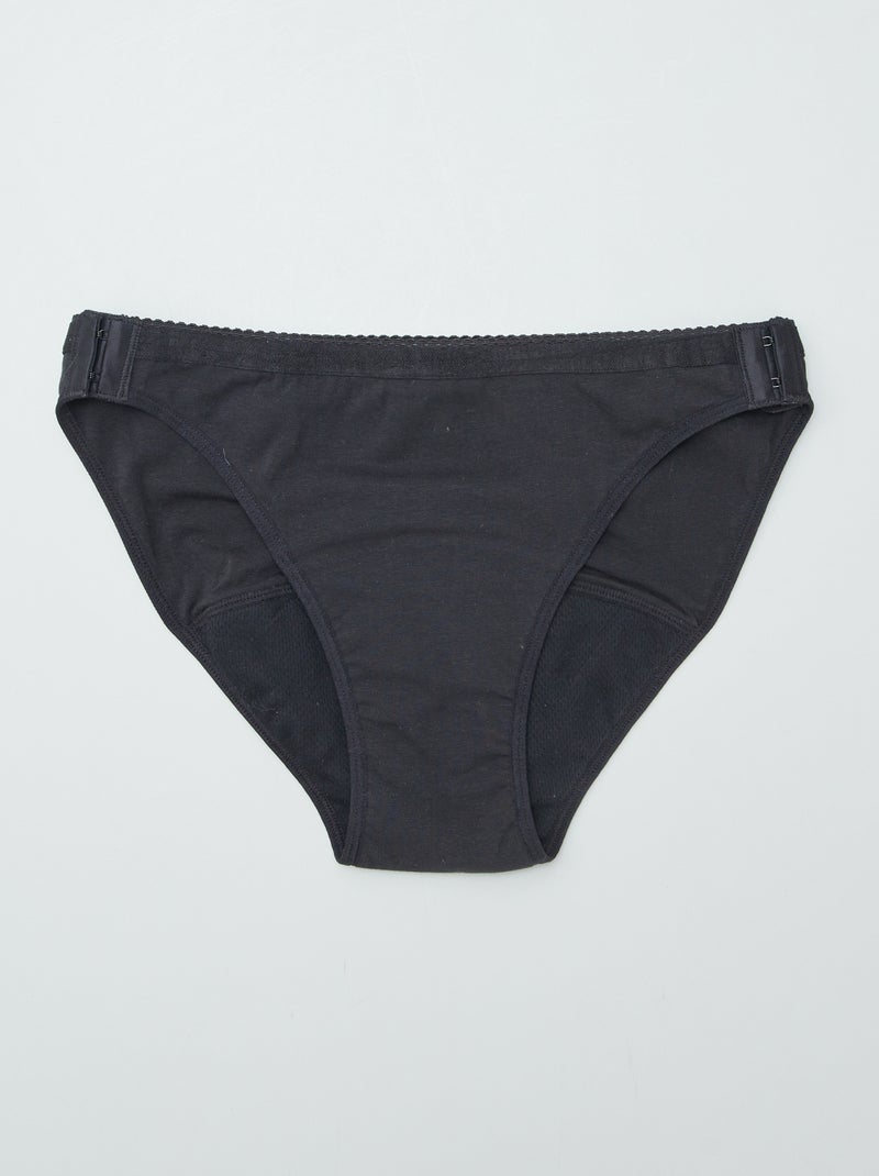 Lote de 2 cuecas menstruais laváveis em algodão  - So Easy Preto - Kiabi