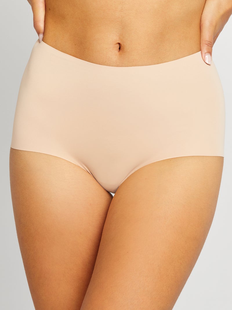 Lote de 2 cuecas para mulher com cintura subida invisíveis BEGE - Kiabi