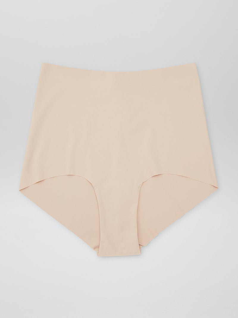 Lote de 2 cuecas para mulher com cintura subida invisíveis BEGE - Kiabi