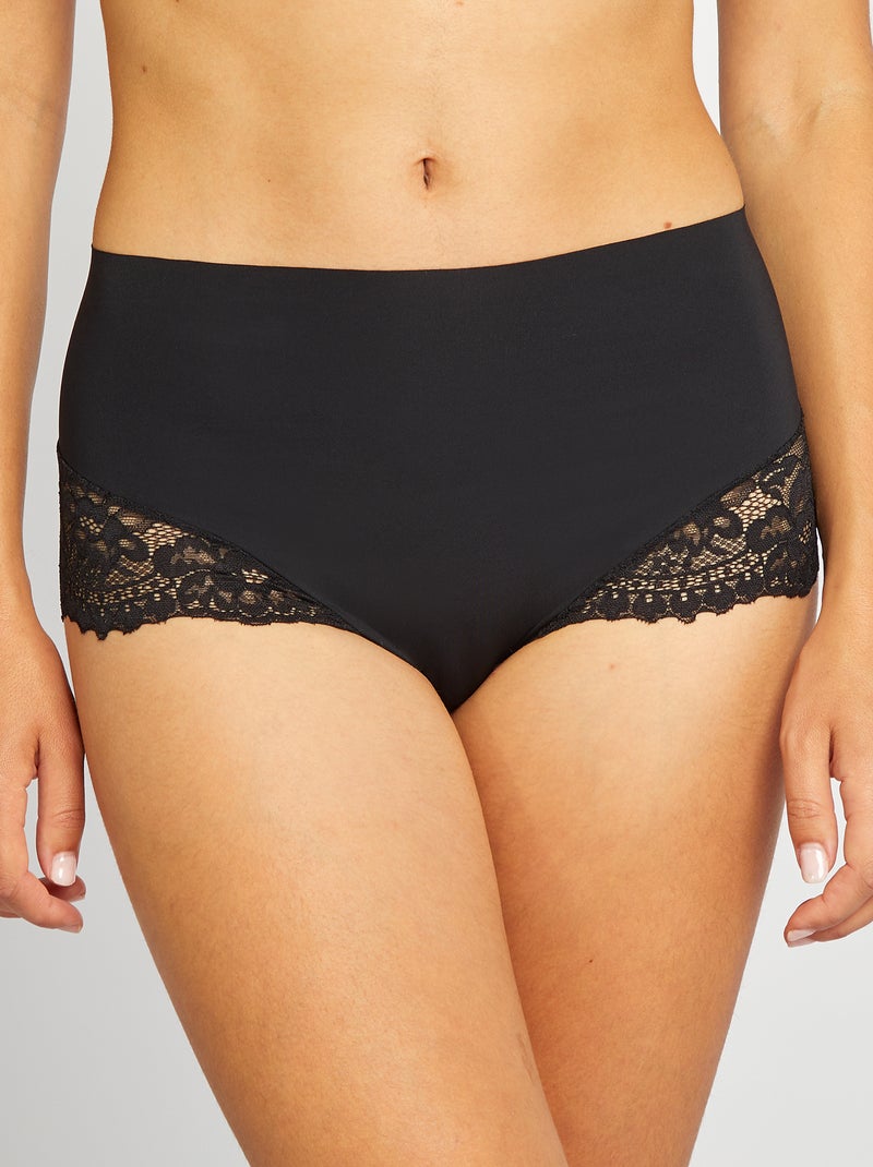 Lote de 2 cuecas para mulher com cintura subida PRETO - Kiabi