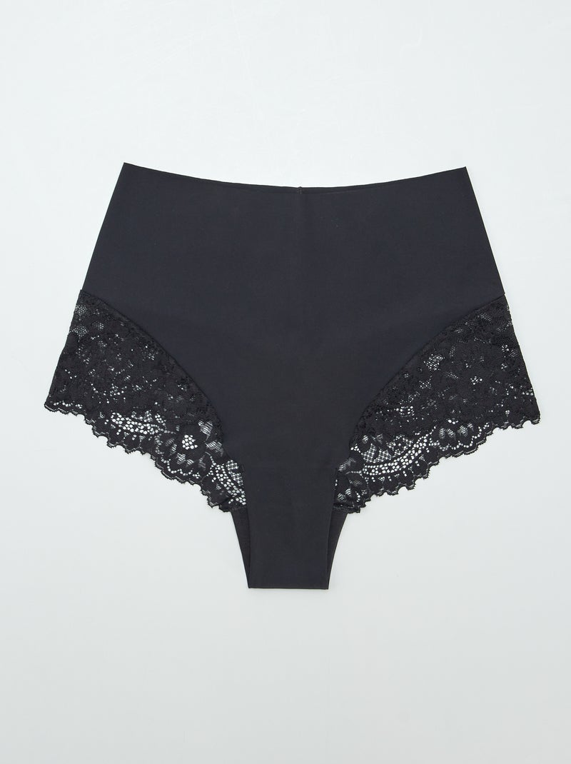 Lote de 2 cuecas para mulher com cintura subida PRETO - Kiabi