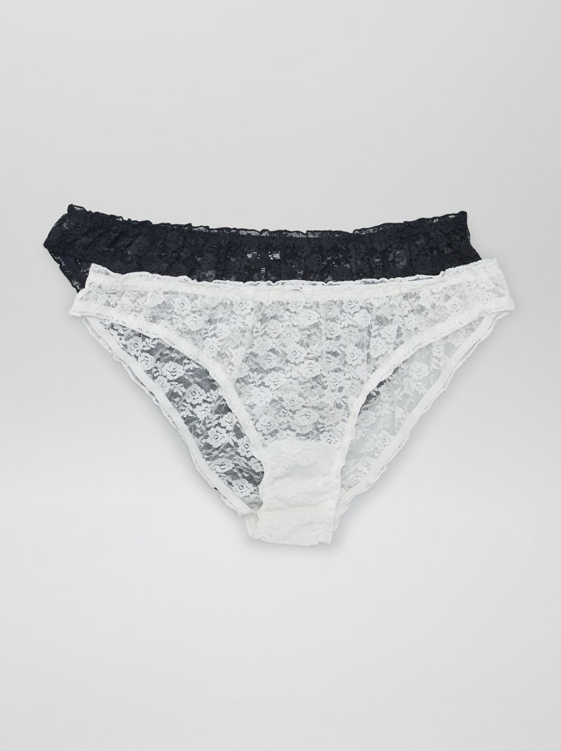 Lote de 2 cuecas para mulher em renda BRANCO - Kiabi