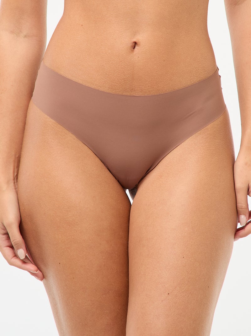 Lote de 2 cuecas para mulher invisíveis em microfibra Castanho - Kiabi
