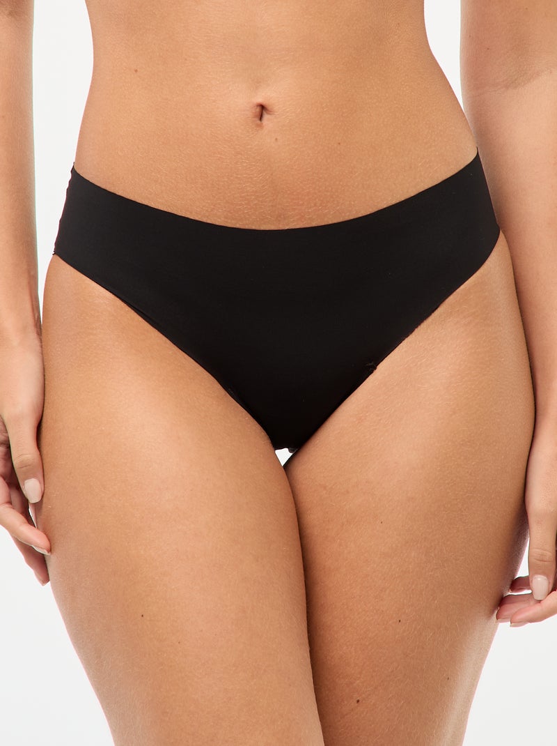 Lote de 2 cuecas para mulher invisíveis em microfibra Preto - Kiabi