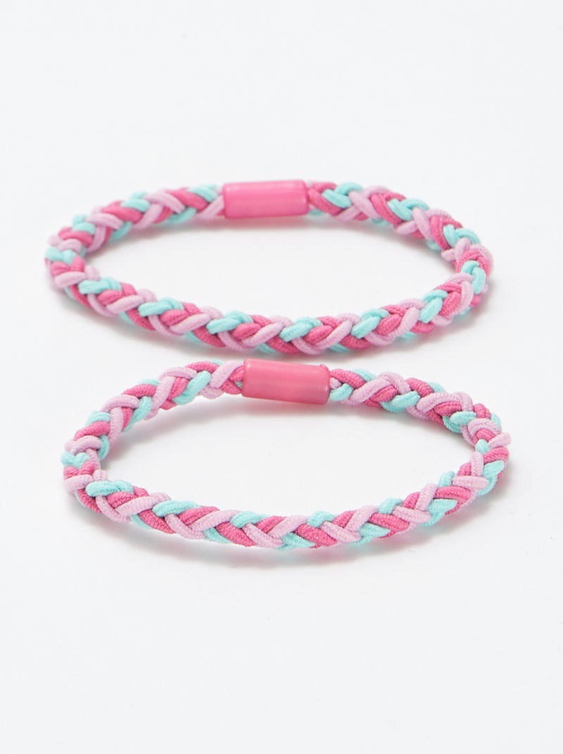 Lote de 2 elásticos + 2 ganchos ROSA - Kiabi