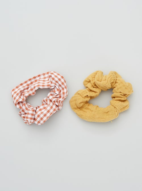 Lote de 2 elásticos de cabelo em gaze de algodão - Kiabi