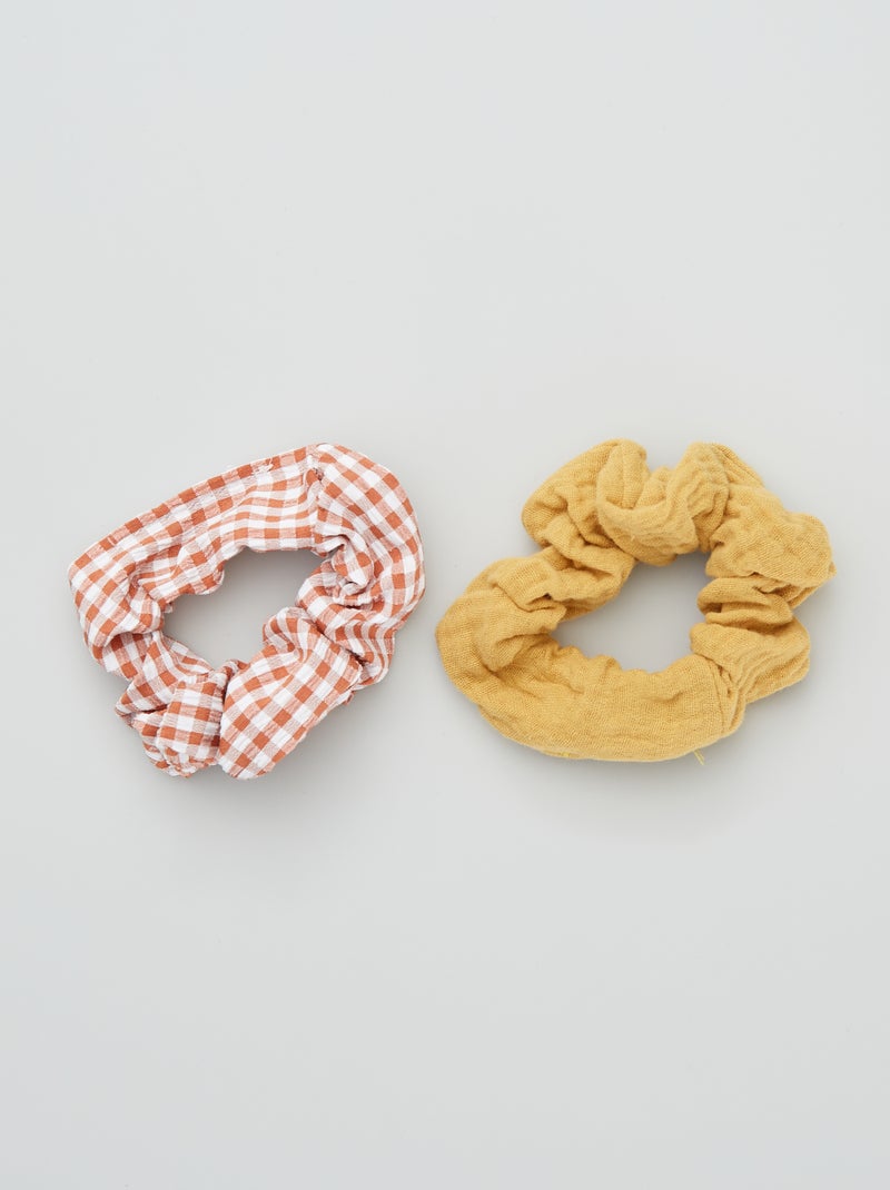 Lote de 2 elásticos de cabelo em gaze de algodão AMARELO - Kiabi