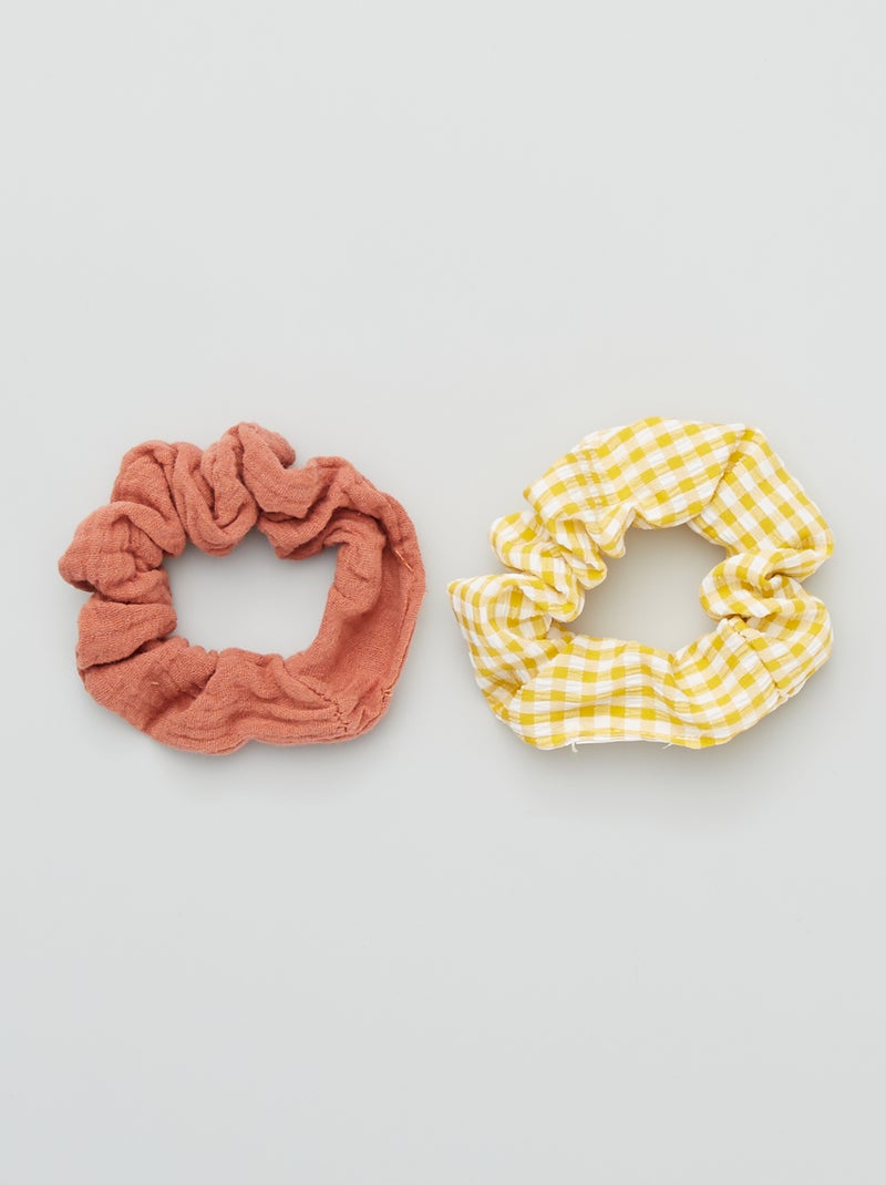 Lote de 2 elásticos de cabelo em gaze de algodão BRANCO - Kiabi