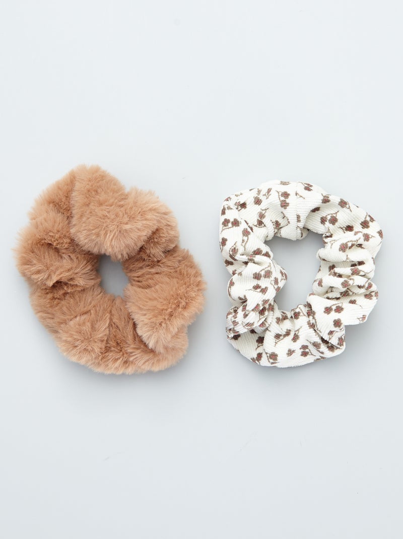 Lote de 2 elásticos de cabelo em pelo BRANCO - Kiabi