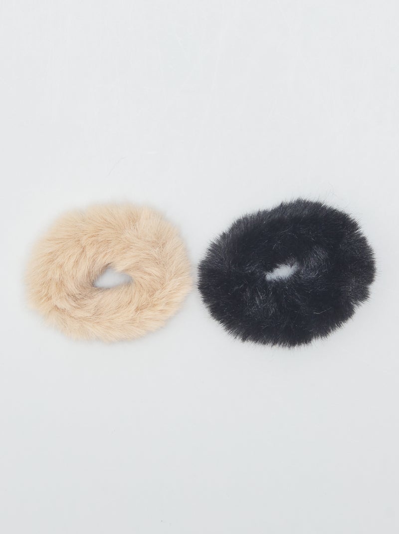 Lote de 2 elásticos de cabelos em imitação de pelo PRETO - Kiabi