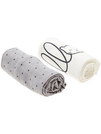 Lote de 2 fraldas em puro algodão biológico - Kiabi