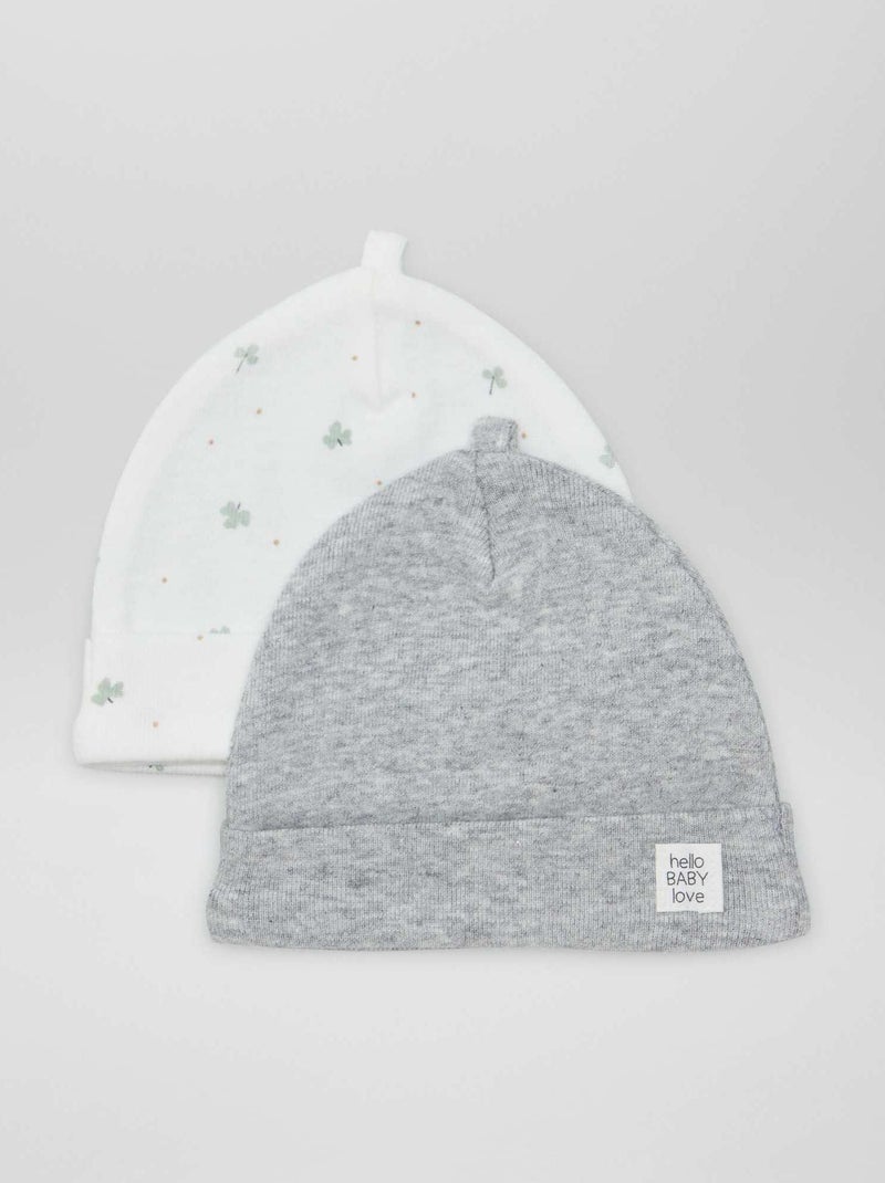 Lote de 2 gorros de nascimento BRANCO - Kiabi