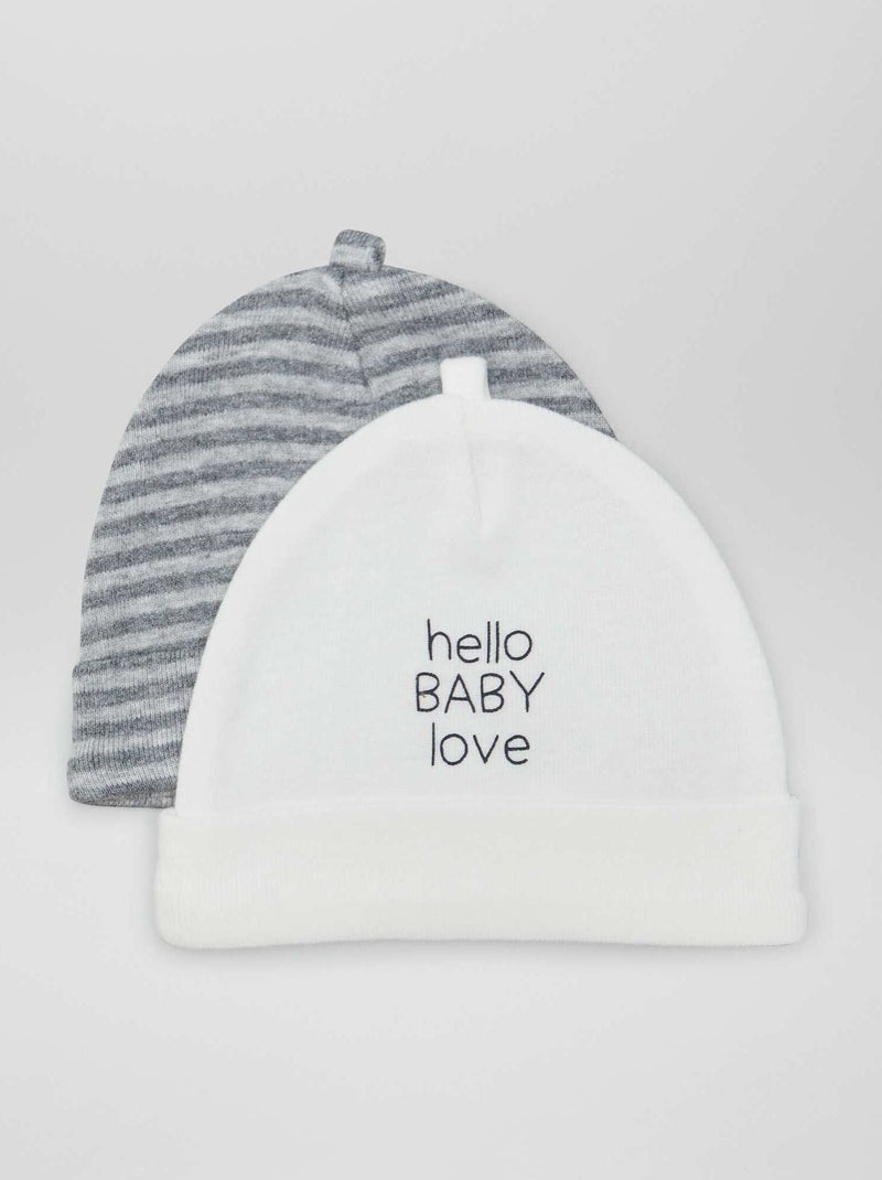 Lote de 2 gorros de nascimento CINZA - Kiabi