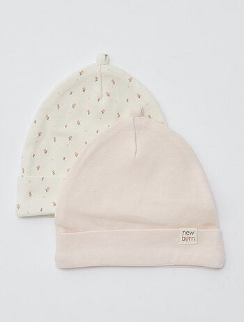 Lote de 2 gorros para recém-nascido