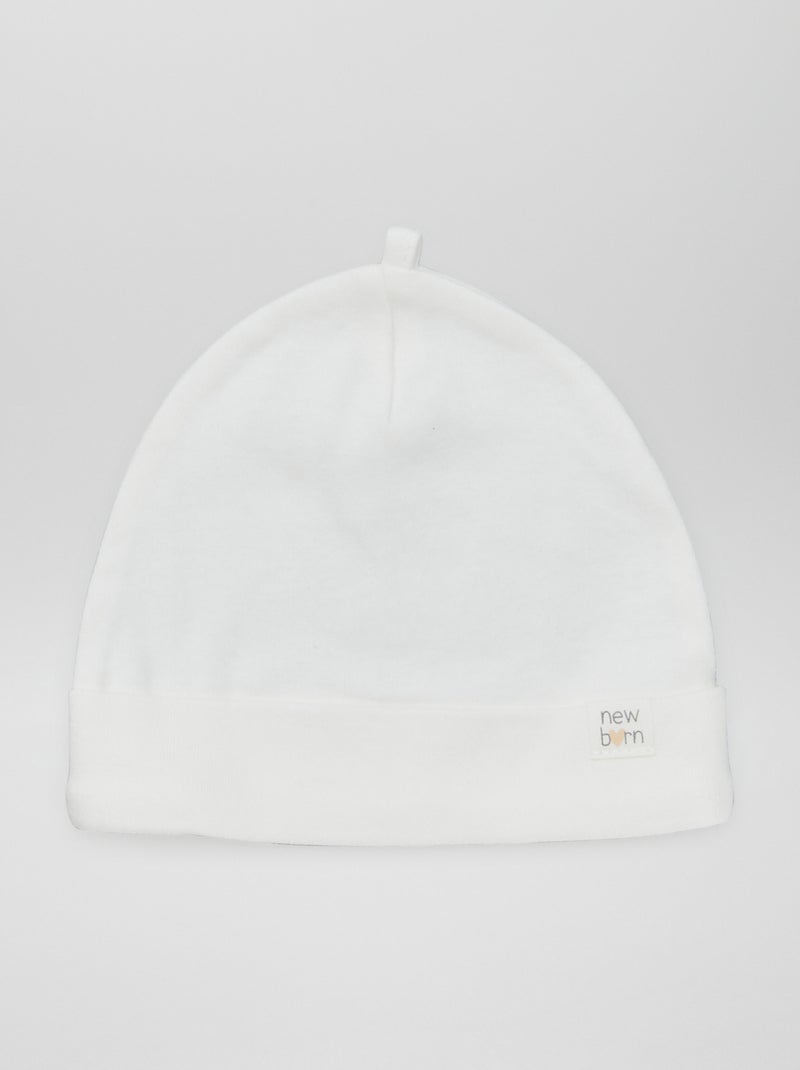 Lote de 2 gorros para recém-nascido BRANCO - Kiabi