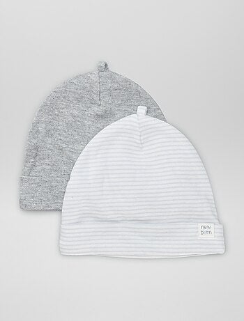 Lote de 2 gorros para recém-nascido