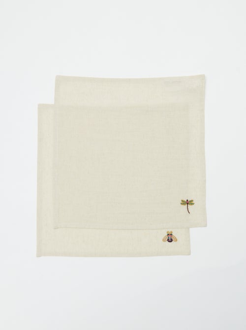 Lote de 2 guardanapos bordados (40x40 cm) - Kiabi Home - Kiabi