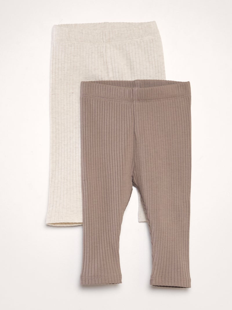 Lote de 2 leggings caneladas - Unissexo BEGE - Kiabi