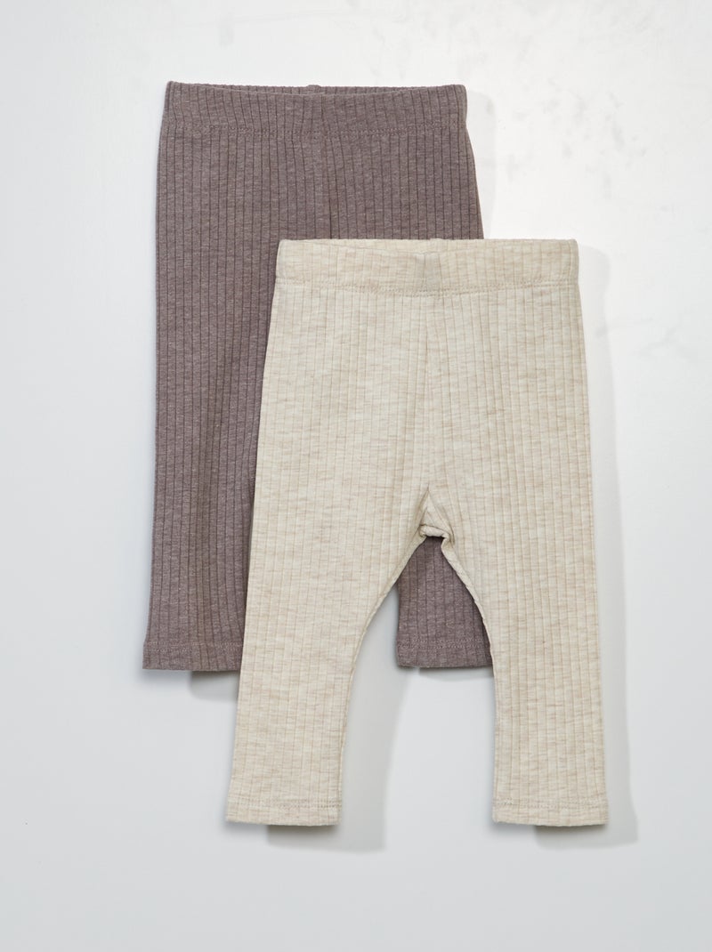 Lote de 2 leggings caneladas - Unissexo BRANCO - Kiabi