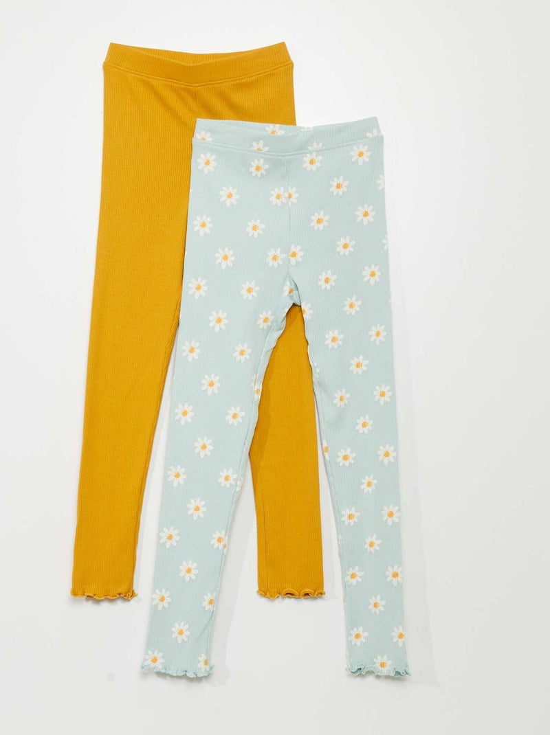 Lote de 2 leggings caneladas AZUL - Kiabi