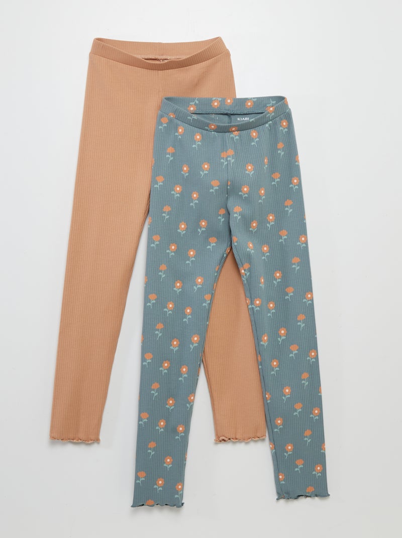 Lote de 2 leggings caneladas AZUL - Kiabi
