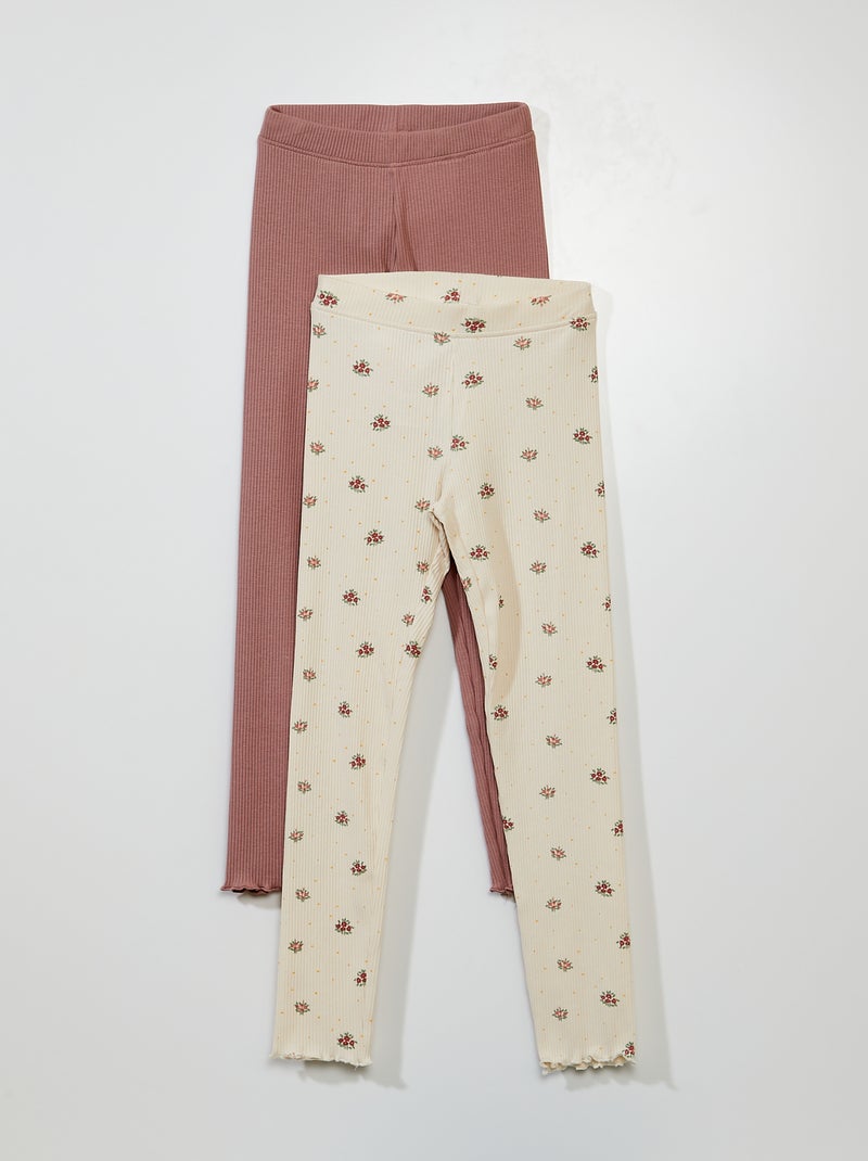 Lote de 2 leggings caneladas BRANCO - Kiabi