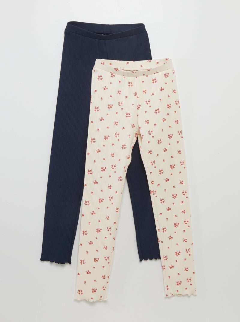 Lote de 2 leggings caneladas BRANCO - Kiabi