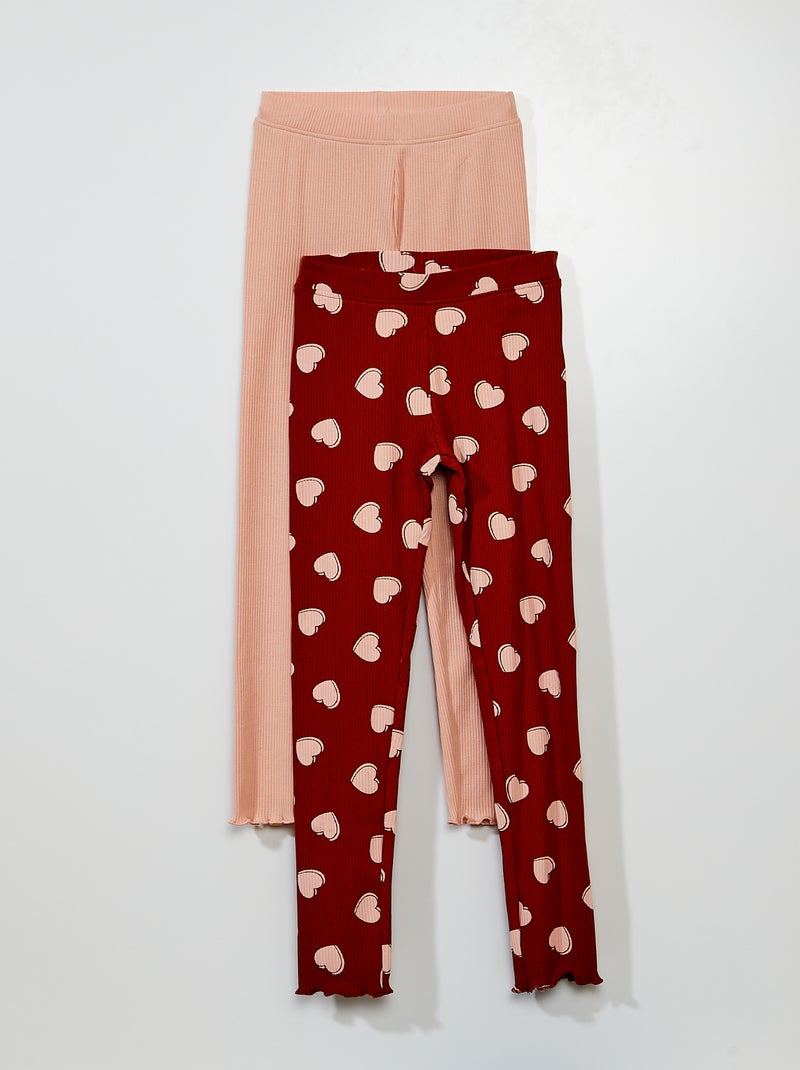 Lote de 2 leggings caneladas MARROM - Kiabi