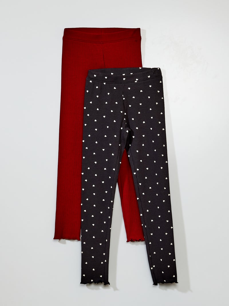 Lote de 2 leggings caneladas PRETO - Kiabi
